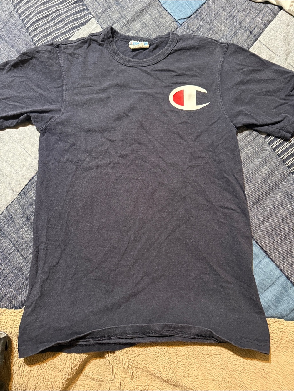 Champion Navy T‑Shirt with Red & White Chest Logo